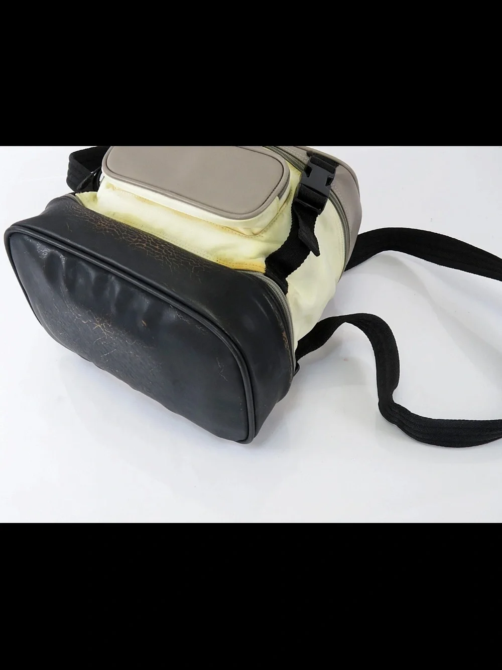 CHANEL Cream, Taupe & Black Nylon Crossbody Backpack